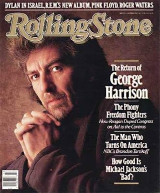 George Harrison on the cover of Rolling Stone magazine, 1987. George Harrison on the cover of Rolling Stone magazine, 1987.