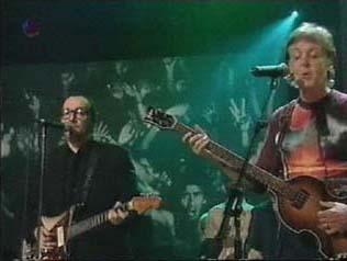 Left to right: Elvis Costello and Paul McCartney Left to right: Elvis Costello and Paul McCartney