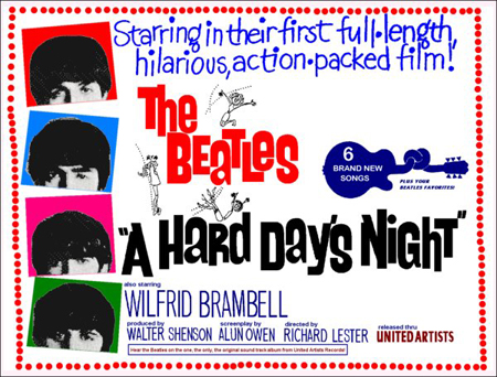 A Hard Day's Night promo ad for film, 1964 A Hard Day's Night promo ad for film, 1964