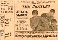 Ticket for The Beatles Atlanta gig, August 1965 Ticket for The Beatles Atlanta gig, August 1965