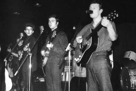 L-R: Stuart Sutcliff, George Harrison, John Lennon, Paul McCartney (on piano behind Tony), Tony Sheridan L-R: Stuart Sutcliff, George Harrison, John Lennon, Paul McCartney (on piano behind Tony), Tony Sheridan