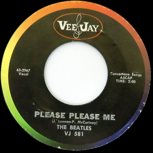 Vee Jay's first issuance of Please Please Me/From Me To You as a single was on January 30, 1964 as VJ 581 (click to enlarge) Vee Jay's first issuance of Please Please Me/From Me To You as a single was on January 30, 1964 as VJ 581 (click to enlarge)