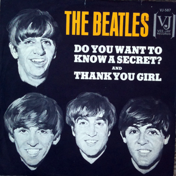 Vee Jay used the same portraits of the Beatles' faces for their Christmas sleeve that was used on the previously issued picture sleeve for their Do You Want To Know A Secret single (click to enlarge) Vee Jay used the same portraits of the Beatles' faces for their Christmas sleeve that was used on the previously issued picture sleeve for their Do You Want To Know A Secret single (click to enlarge)