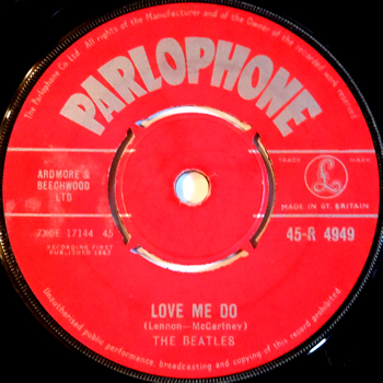 Love Me Do Parlophone 45 label